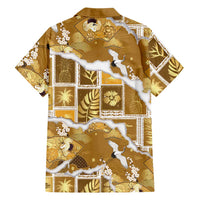 Hawaii Japanese Culture Gold Family Matching Tank Maxi Dress and Hawaiian Shirt Spring Cranes Aloha Pattern