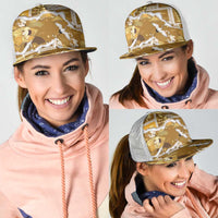 Hawaii Japanese Culture Gold Mesh Trucker Cap Spring Cranes Aloha Pattern