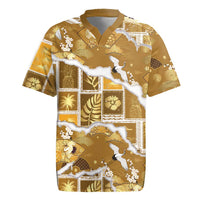 Hawaii Japanese Culture Gold Rugby Jersey Spring Cranes Aloha Pattern
