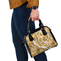 Hawaii Japanese Culture Gold Shoulder Handbag Spring Cranes Aloha Pattern
