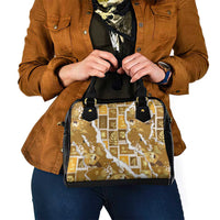 Hawaii Japanese Culture Gold Shoulder Handbag Spring Cranes Aloha Pattern