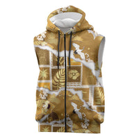 Hawaii Japanese Culture Gold Sleeveless Zip Hoodie Spring Cranes Aloha Pattern LT01 Gold - Polynesian Pride
