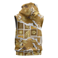 Hawaii Japanese Culture Gold Sleeveless Zip Hoodie Spring Cranes Aloha Pattern LT01 - Polynesian Pride