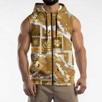 Hawaii Japanese Culture Gold Sleeveless Zip Hoodie Spring Cranes Aloha Pattern LT01 - Polynesian Pride