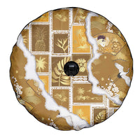 Hawaii Japanese Culture Gold Spare Tire Cover Spring Cranes Aloha Pattern