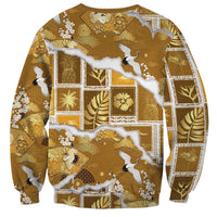 Hawaii Japanese Culture Gold Sweatshirt Spring Cranes Aloha Pattern