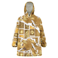 Hawaii Japanese Culture Gold Wearable Blanket Hoodie Spring Cranes Aloha Pattern LT01 One Size Gold - Polynesian Pride