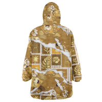 Hawaii Japanese Culture Gold Wearable Blanket Hoodie Spring Cranes Aloha Pattern LT01 - Polynesian Pride