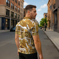 Hawaii Japanese Culture Gold Zipper Polo Shirt Spring Cranes Aloha Pattern
