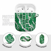 Hawaii Japanese Culture Green AirPods Case Spring Cranes Aloha Pattern