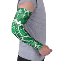 Hawaii Japanese Culture Green Arm Sleeves Spring Cranes Aloha Pattern