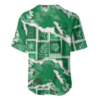 Hawaii Japanese Culture Green Baseball Jersey Spring Cranes Aloha Pattern