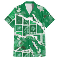 Hawaii Japanese Culture Green Family Matching Off Shoulder Maxi Dress and Hawaiian Shirt Spring Cranes Aloha Pattern