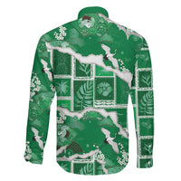 Hawaii Japanese Culture Green Family Matching Summer Maxi Dress and Hawaiian Shirt Spring Cranes Aloha Pattern