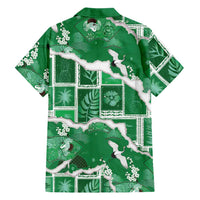 Hawaii Japanese Culture Green Family Matching Tank Maxi Dress and Hawaiian Shirt Spring Cranes Aloha Pattern