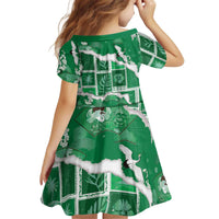 Hawaii Japanese Culture Green Kid Short Sleeve Dress Spring Cranes Aloha Pattern LT01 - Polynesian Pride