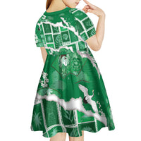 Hawaii Japanese Culture Green Kid Short Sleeve Dress Spring Cranes Aloha Pattern LT01 - Polynesian Pride