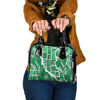 Hawaii Japanese Culture Green Shoulder Handbag Spring Cranes Aloha Pattern