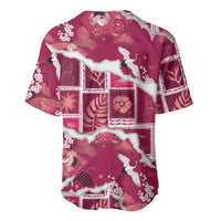 Hawaii Japanese Culture Pink Baseball Jersey Spring Cranes Aloha Pattern
