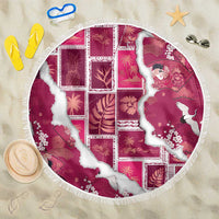 Hawaii Japanese Culture Pink Beach Blanket Spring Cranes Aloha Pattern