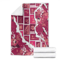 Hawaii Japanese Culture Pink Blanket Spring Cranes Aloha Pattern