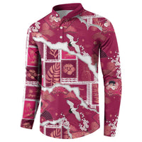 Hawaii Japanese Culture Pink Button Sweatshirt Spring Cranes Aloha Pattern