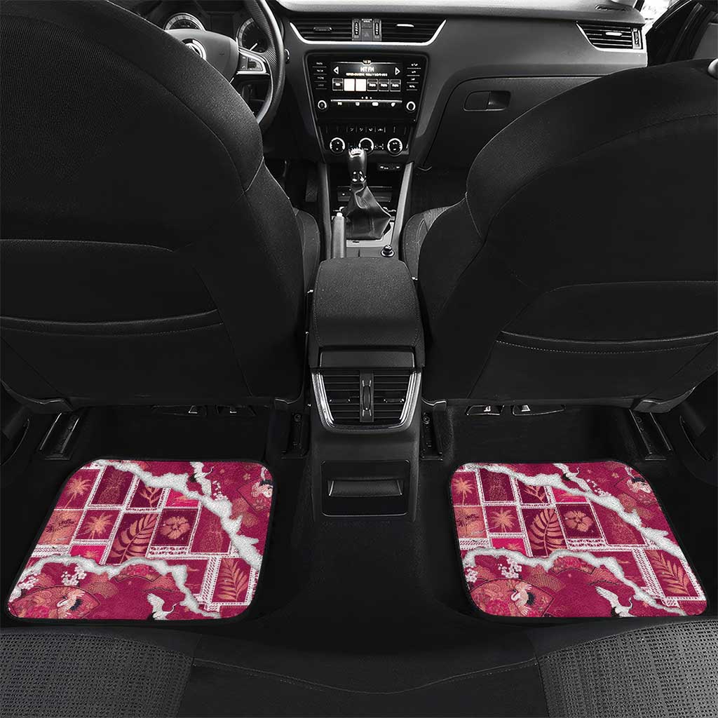 Hawaii Japanese Culture Pink Car Mats Spring Cranes Aloha Pattern