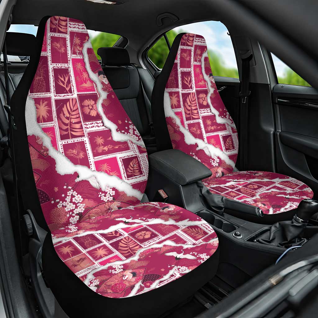 Hawaii Japanese Culture Pink Car Seat Cover Spring Cranes Aloha Pattern