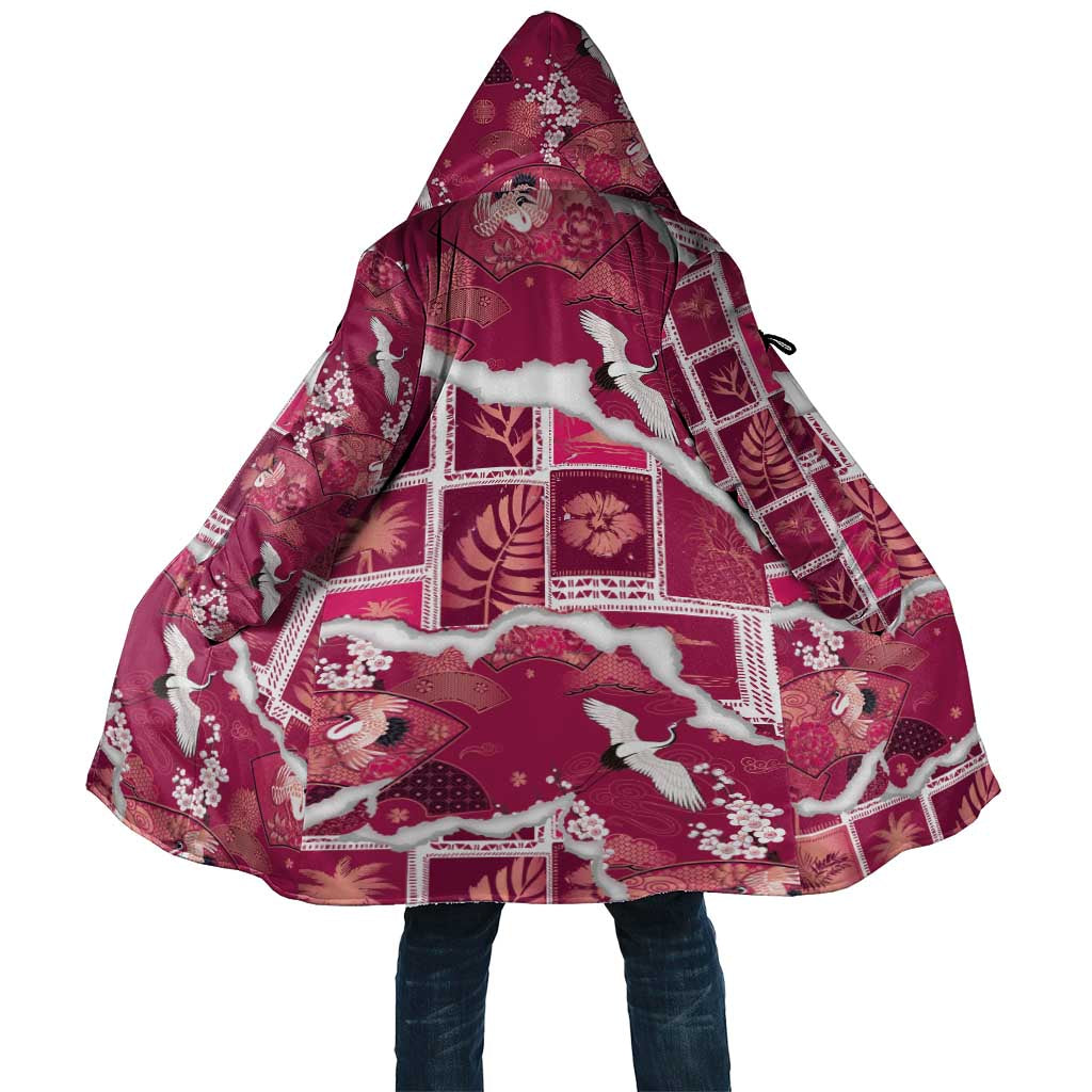 Hawaii Japanese Culture Pink Cloak Spring Cranes Aloha Pattern