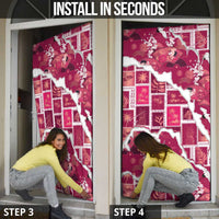 Hawaii Japanese Culture Pink Door Cover Spring Cranes Aloha Pattern