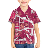 Hawaii Japanese Culture Pink Family Matching Off The Shoulder Long Sleeve Dress and Hawaiian Shirt Spring Cranes Aloha Pattern