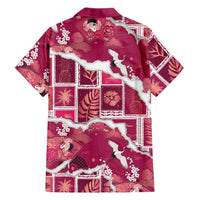 Hawaii Japanese Culture Pink Family Matching Off Shoulder Short Dress and Hawaiian Shirt Spring Cranes Aloha Pattern