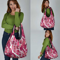 Hawaii Japanese Culture Pink Grocery Bag Spring Cranes Aloha Pattern