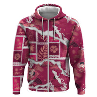 Hawaii Japanese Culture Pink Hoodie Spring Cranes Aloha Pattern