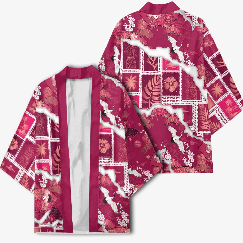 Hawaii Japanese Culture Pink Kimono Spring Cranes Aloha Pattern