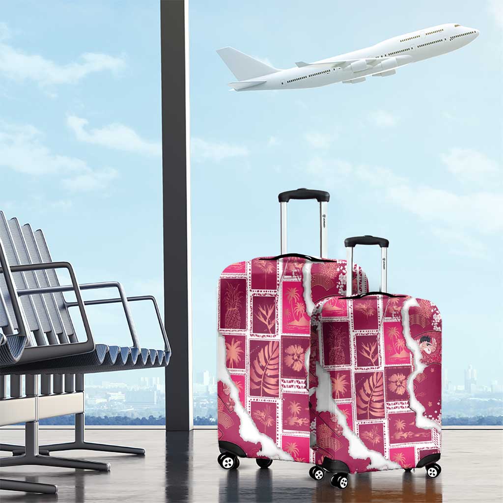 Hawaii Japanese Culture Pink Luggage Cover Spring Cranes Aloha Pattern