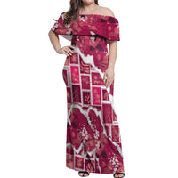 Hawaii Japanese Culture Pink Off Shoulder Maxi Dress Spring Cranes Aloha Pattern