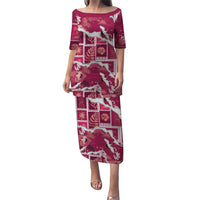 Hawaii Japanese Culture Pink Puletasi Spring Cranes Aloha Pattern