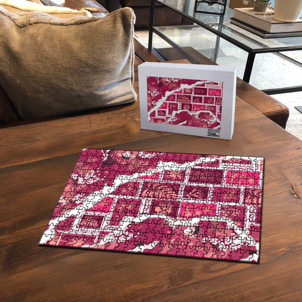 Hawaii Japanese Culture Pink Puzzle Spring Cranes Aloha Pattern