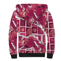 Hawaii Japanese Culture Pink Sherpa Hoodie Spring Cranes Aloha Pattern LT01 - Polynesian Pride