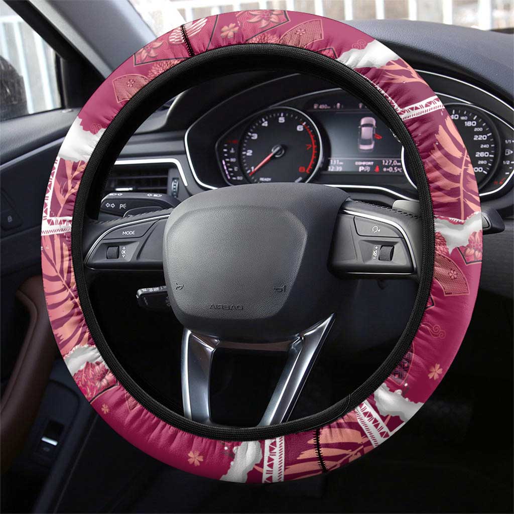 Hawaii Japanese Culture Pink Steering Wheel Cover Spring Cranes Aloha Pattern