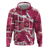 Hawaii Japanese Culture Pink Zip Hoodie Spring Cranes Aloha Pattern