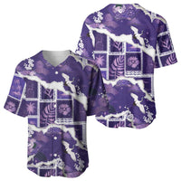 Hawaii Japanese Culture Purple Baseball Jersey Spring Cranes Aloha Pattern