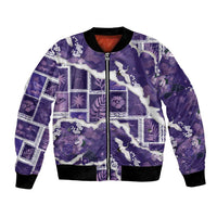 Hawaii Japanese Culture Purple Bomber Jacket Spring Cranes Aloha Pattern
