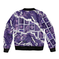 Hawaii Japanese Culture Purple Bomber Jacket Spring Cranes Aloha Pattern