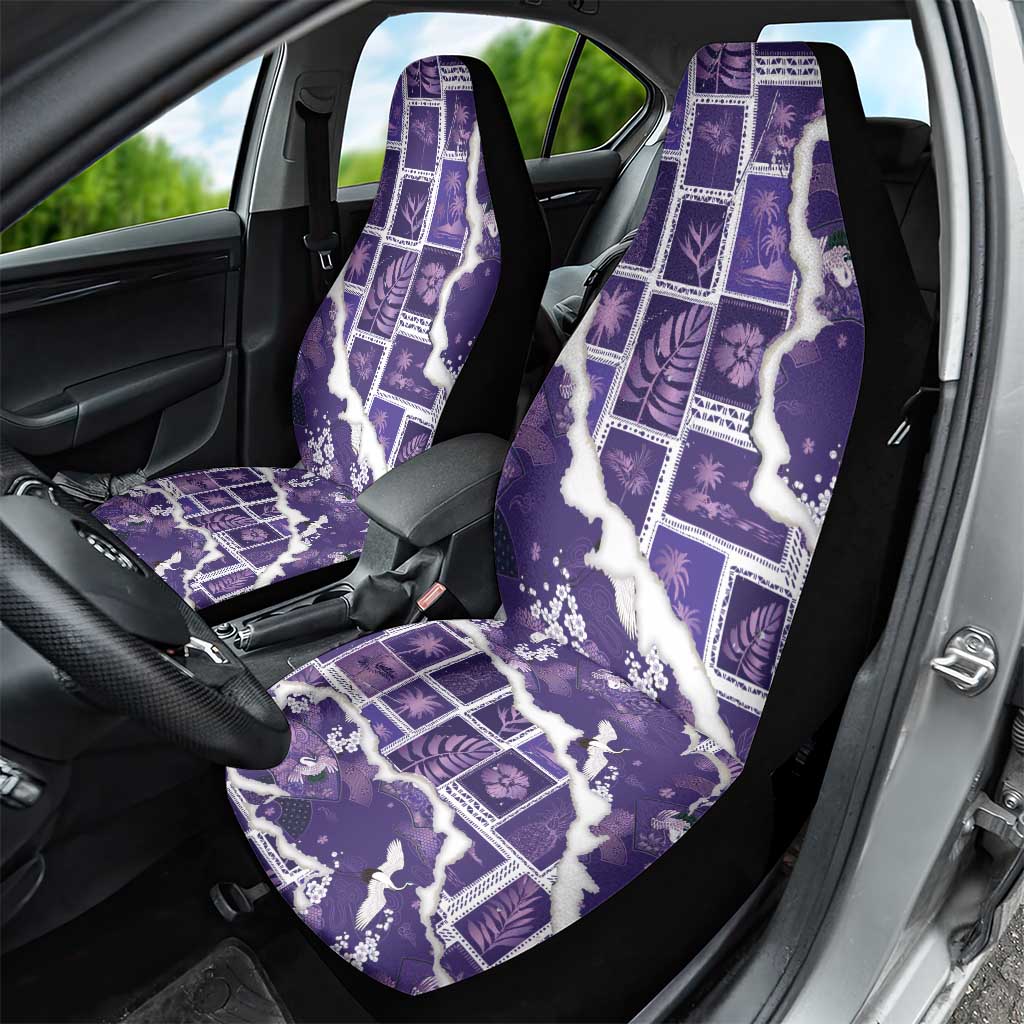 Hawaii Japanese Culture Purple Car Seat Cover Spring Cranes Aloha Pattern