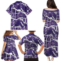 Hawaii Japanese Culture Purple Family Matching Puletasi and Hawaiian Shirt Spring Cranes Aloha Pattern