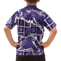 Hawaii Japanese Culture Purple Family Matching Short Sleeve Bodycon Dress and Hawaiian Shirt Spring Cranes Aloha Pattern