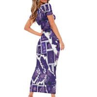 Hawaii Japanese Culture Purple Family Matching Short Sleeve Bodycon Dress and Hawaiian Shirt Spring Cranes Aloha Pattern