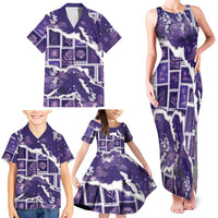 Hawaii Japanese Culture Purple Family Matching Tank Maxi Dress and Hawaiian Shirt Spring Cranes Aloha Pattern